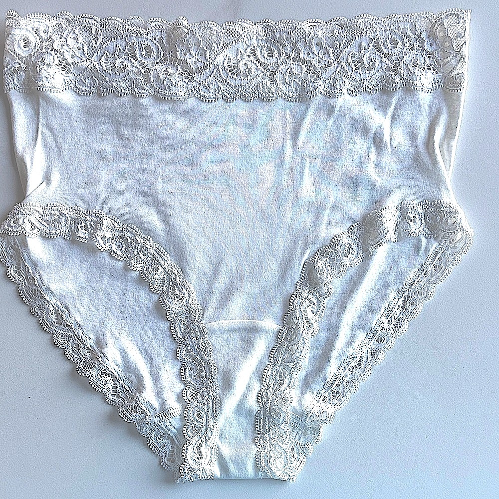 Hanro White Lace Trim cotton Panties
